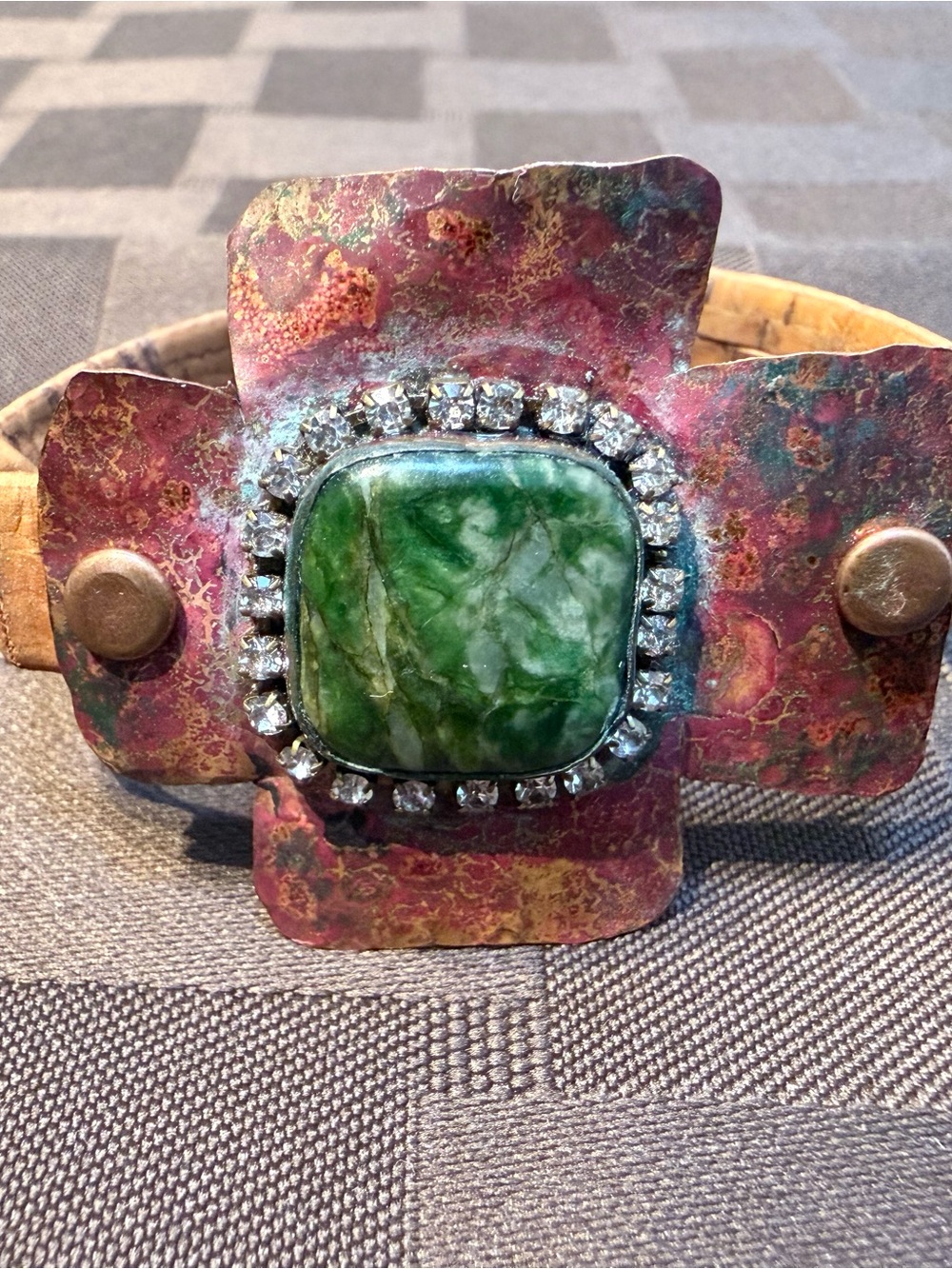 Artisan Handcrafted Copper Cuff
Bracelet - UV Reactive Neon Green Opal
Matrix